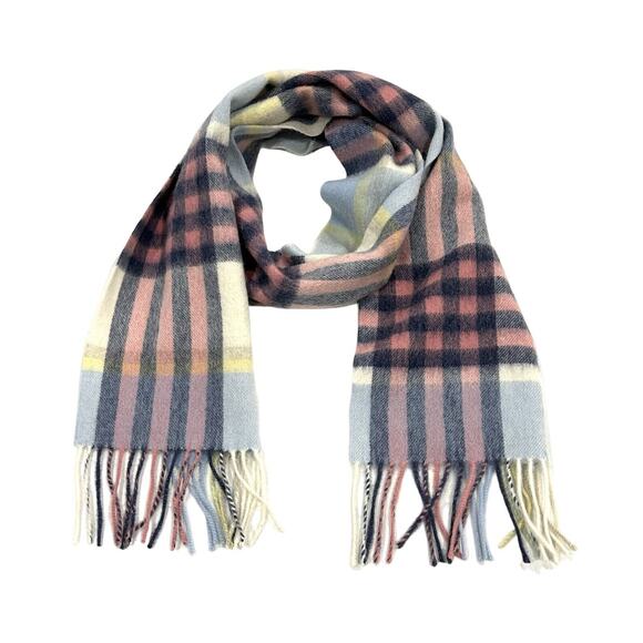 Edinburgh Accessories - Edinburgh Fringe Scarf Lambs Wool Tartan Plain Multicolor Size 68” X 10”